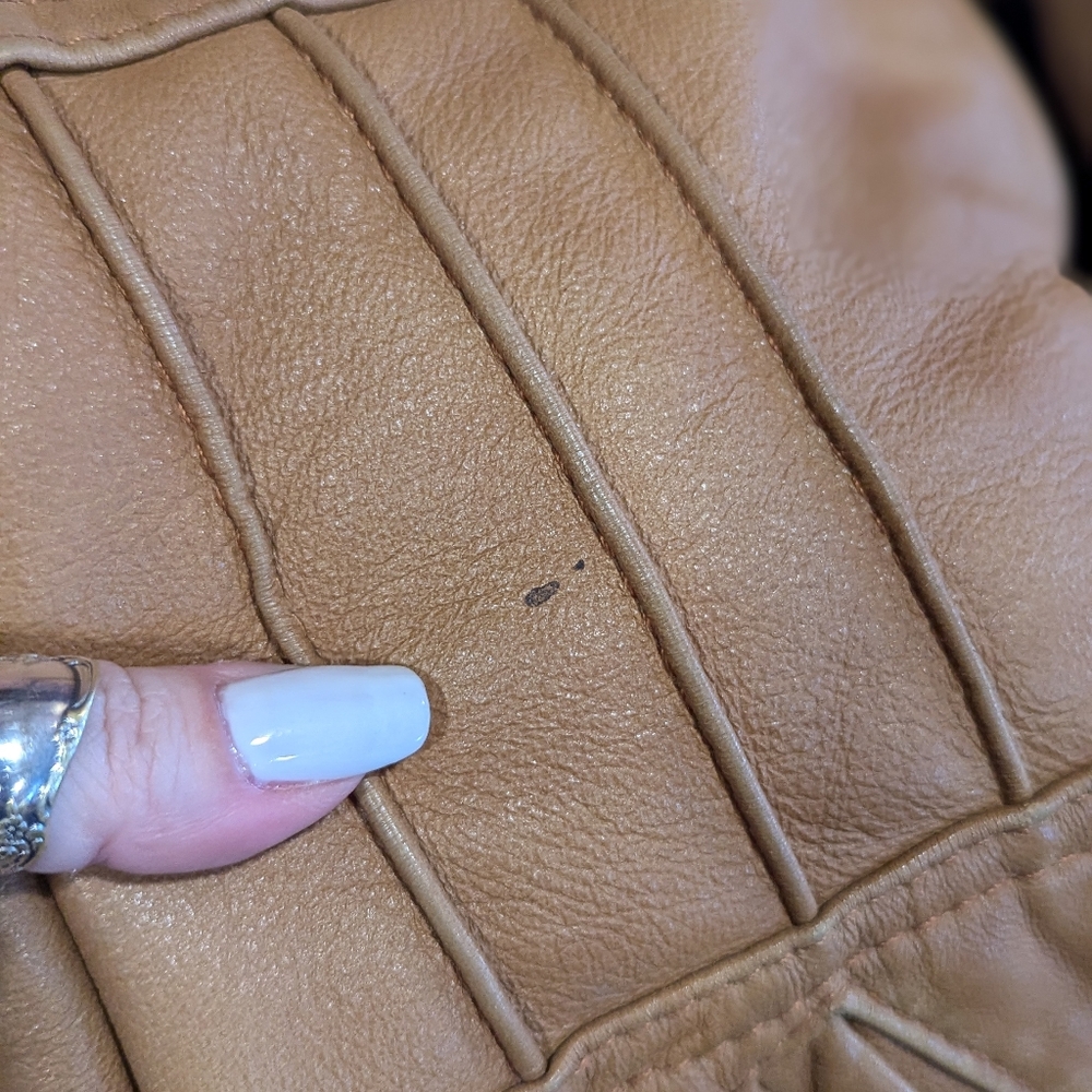 Vintage Tan Leather Zip Front Jacket - Picture 14 of 15